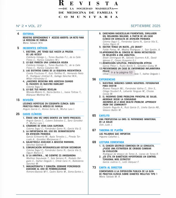 Revista Médicos de Familia vol. 27 nº 2 Septiembre 2025